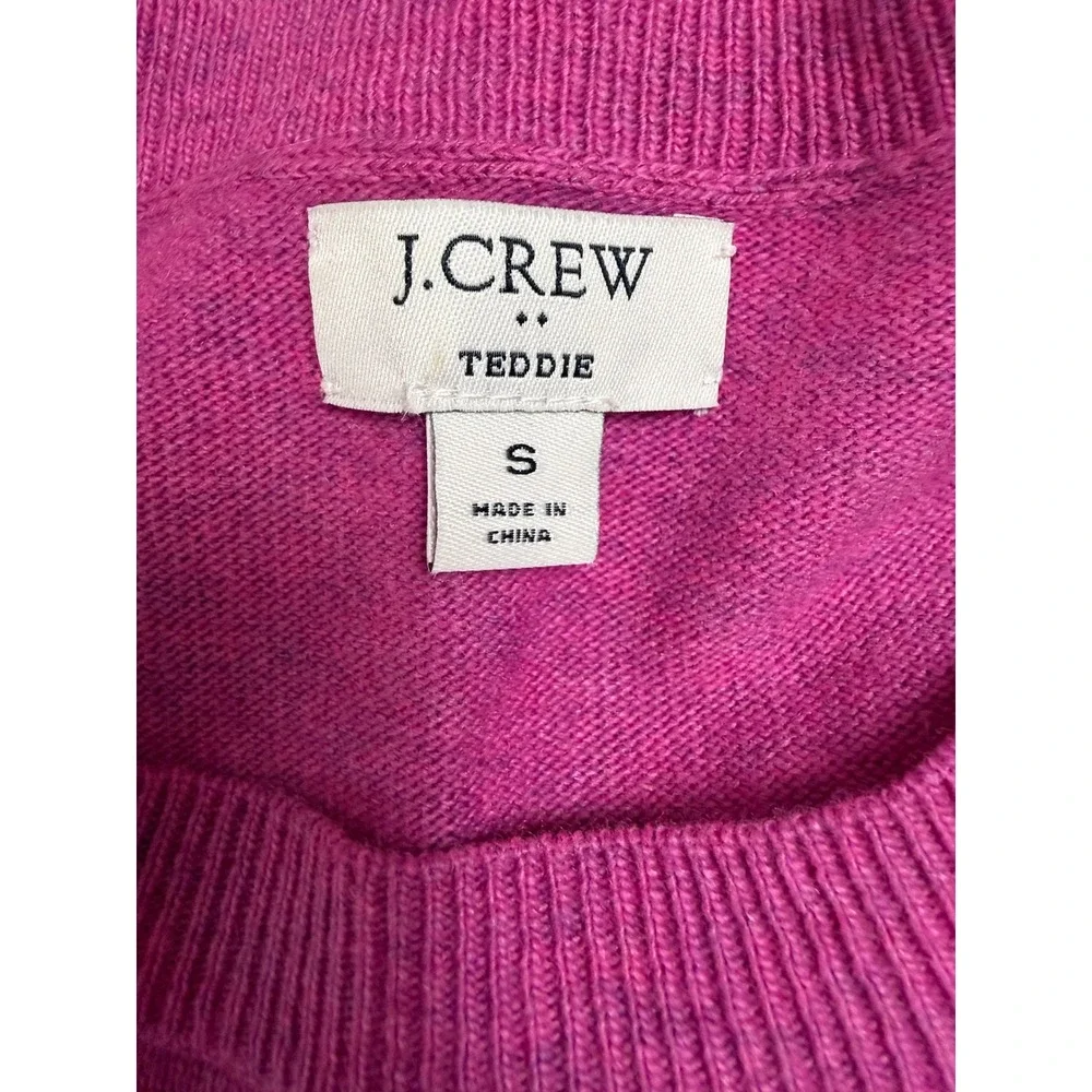J.Crew Teddie Sweater Small Magenta‎ Pink Cotton Wool Blend Crewneck Pullover